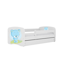 KOCOT KIDS gulta ar atvilktni un matraci BABYDREAMS white Blue teddybear 140x70cm