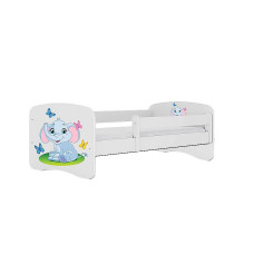 KOCOT KIDS gulta bez atvilktnes ar matraci BABYDREAMS white Baby elephant 160x80cm