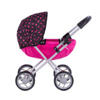 TO-MA Leļļu rati SUSIE 9325 BLACK and PINK DOTS