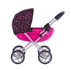 TO-MA Leļļu rati SUSIE 9325 BLACK and PINK DOTS