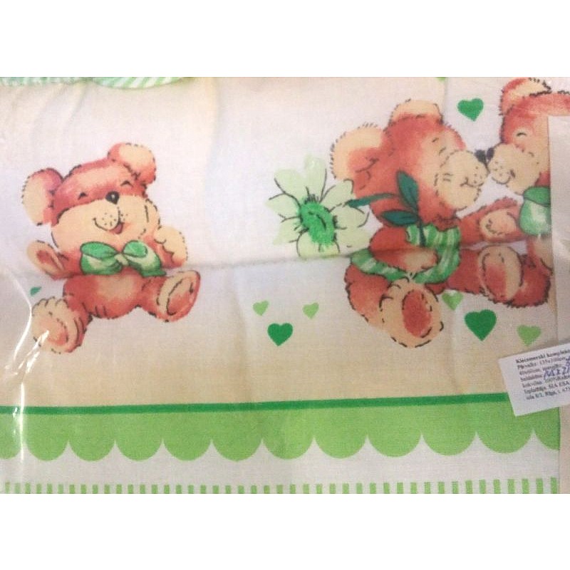 KIECZMERSKI LOVELY BEARS gultas veļas komplekts no 4 daļām 135x100cm - 160cm - zaļš