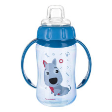 CANPOL BABIES Cute animals mācību krūzīte ar mīkstu uzgali 320ml 6m+ 56/512 zils ATLAIDE