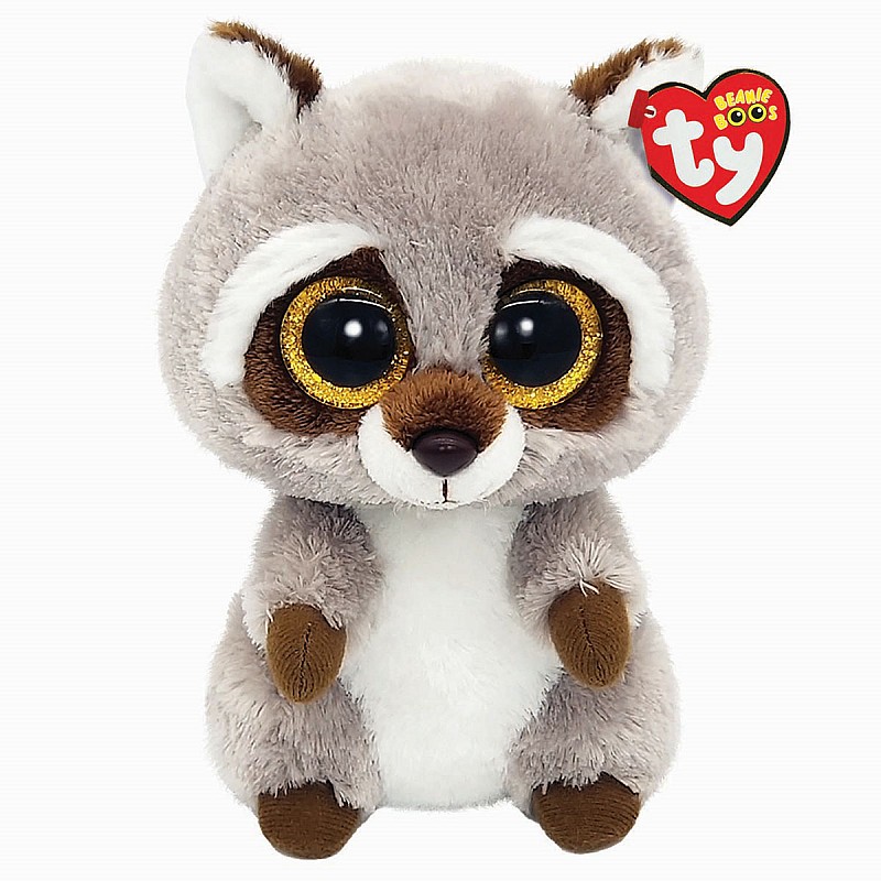 TY Beanie Boos Mīkstā rotaļlieta OAKIE GRAY RACCOON REG TY36375 IZPĀRDOŠANA