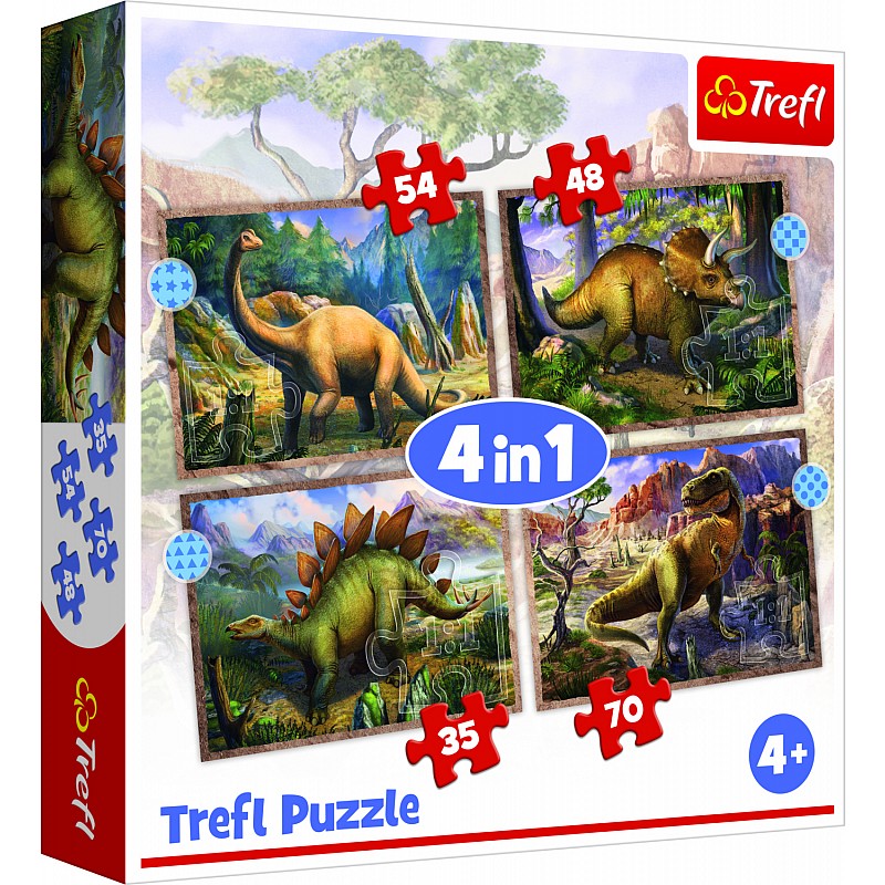 TREFL Pužļu komplekts 4in1 Dinozauri