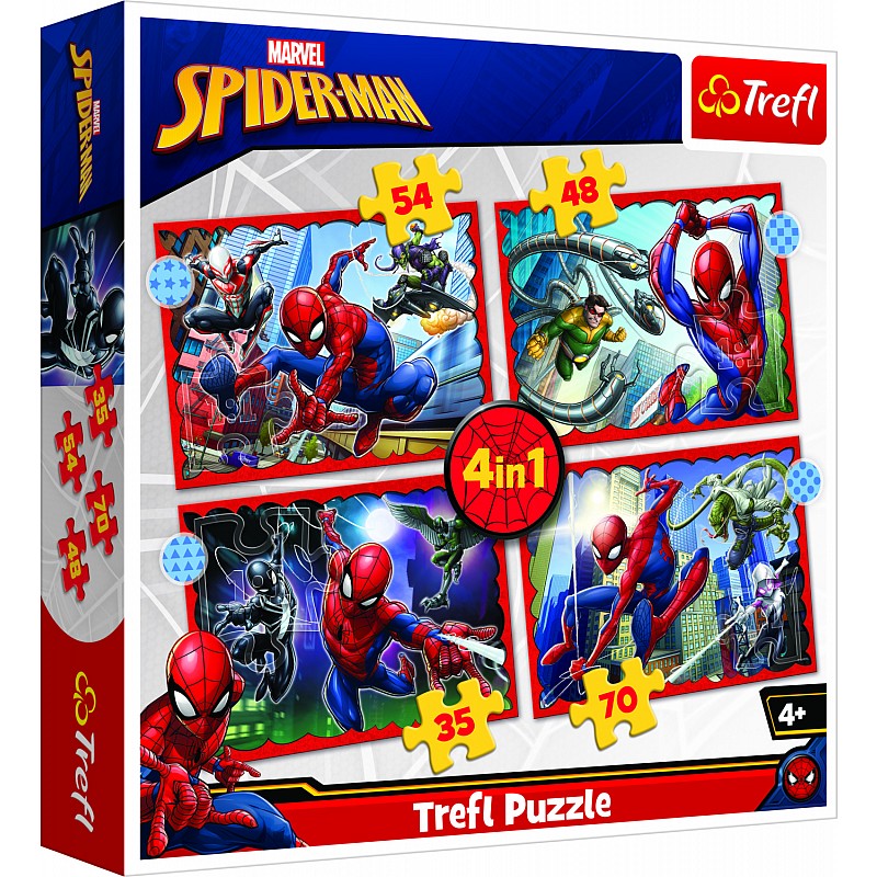 TREFL SPIDER-MAN Pužļu komplekts 4in1 Spiderman