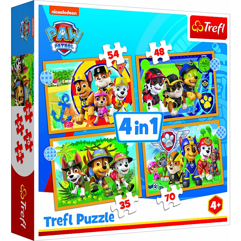 TREFL PAW PATROL Pužļu komplekts 4in1 Ķepa Patruļa