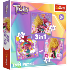 TREFL TROLLS Pužļu komplekts 3 in 1 set Trolls 3 34870T