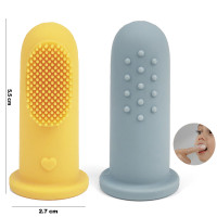 Little Eater Silikona zobu birste - uzpirkstenis 2gab. Yellow/Blue