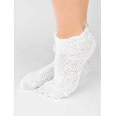 Noviti SB068-G-01 kokvilnas zeķes ar mežģīnēm, baltas, 19/22 cm