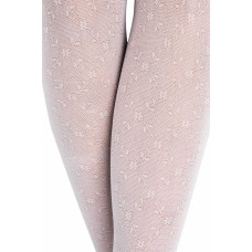 Noviti RM015-G-01 mikrošķiedras zeķbikses, 30 den, baltas ar ziedu rakstu 152/158