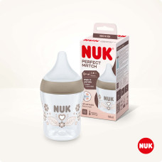 NUK 10215014 Perfect Match pudele ar temperatūras kontroli silikona Sirds, S izmēra knupi, 150 ml