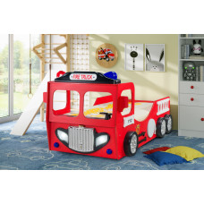 PLASTIKO gulta ar matraci 190x90cm Fire Truck Single sarkans