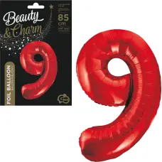 BALON FOLIOWY CYFRA 9 CZERWONA