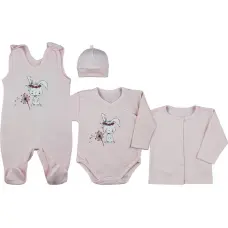 Koala Baby apģērbu komplekts (4 daļas) - 09-902 - RABBIT - PINK-  izmērs 56