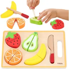 Viga koka izglītojošā Montessori puzle – griežamie augļi