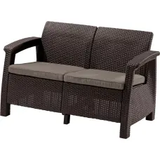 Keter Dārza dīvāns divvietīgs Corfu Love Seat brūns