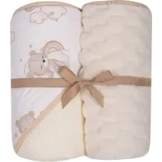 Duet Baby Set - Bathing cover  + blanket - 547 - size 100x100 / 80x90 - ECRU
