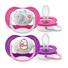 PHILIPS AVENT ULTRA AIR ANIMALS Simetriskas formas silikona māneklis 6-18M 2gab, SCF080/08
