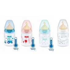 NUK Firs Choice PP pudele ar temperatūras kontroles indikatoru 150ml un lateksa knupīti 0-6m SK52 10743876