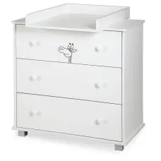 KLUPS SAFARI GIRAFFE kumode ar koka pārtināmo virsmu, balts
